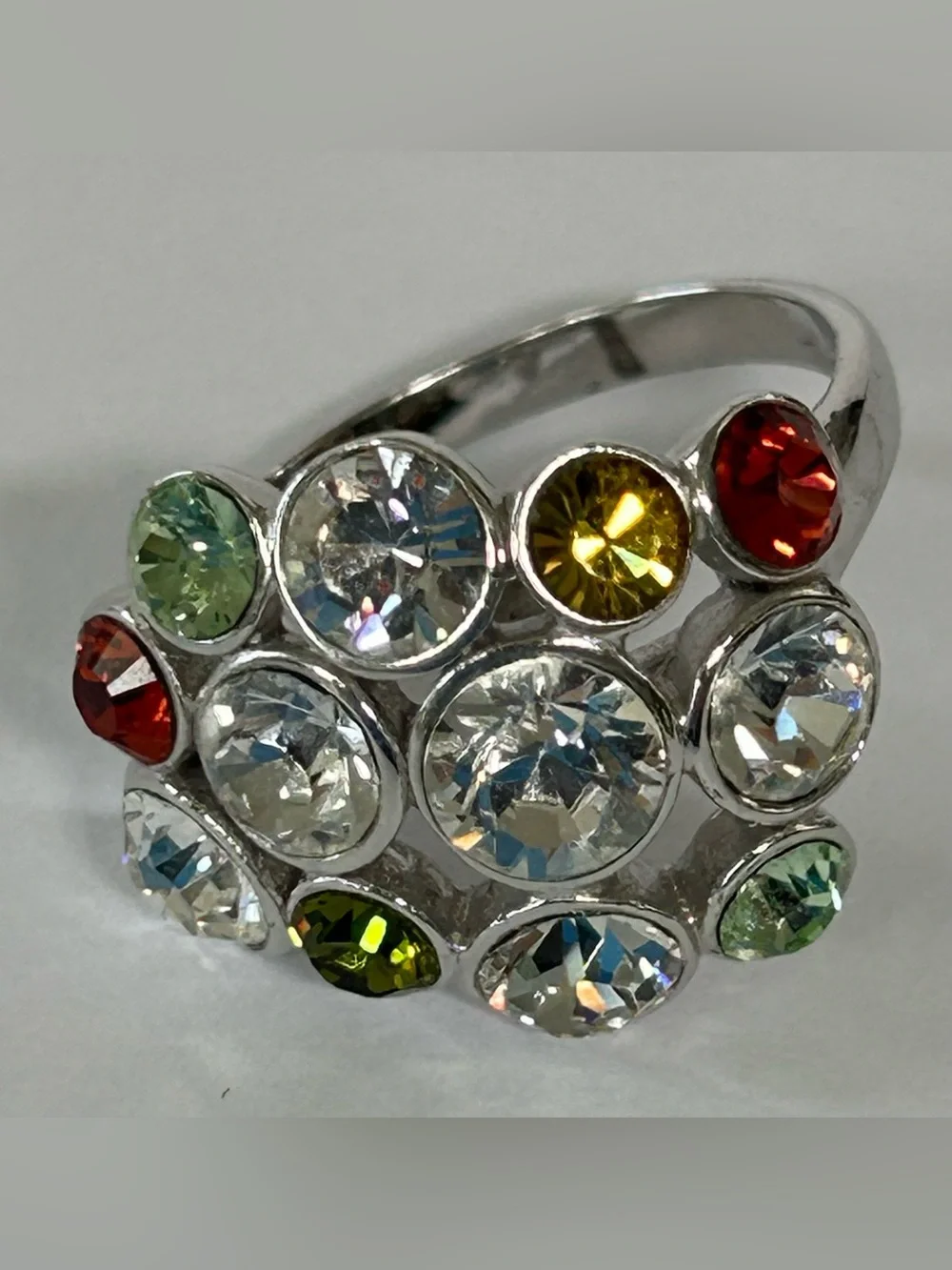Multicolor Crystal Cluster Ring - Women Jewelry